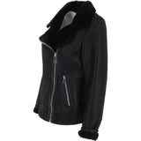 Womens Luxury Shearling Jacket Black: P-48