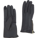 Ashwood Women's Zip and Stitch Detail Leather Gloves Charcoal Grey: 896