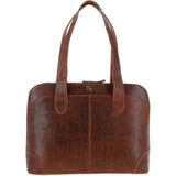 Ashwood Croc Print Leather Workbag Cognac: L-77