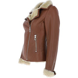 Womens Luxury Shearling Jacket Tan: P-47