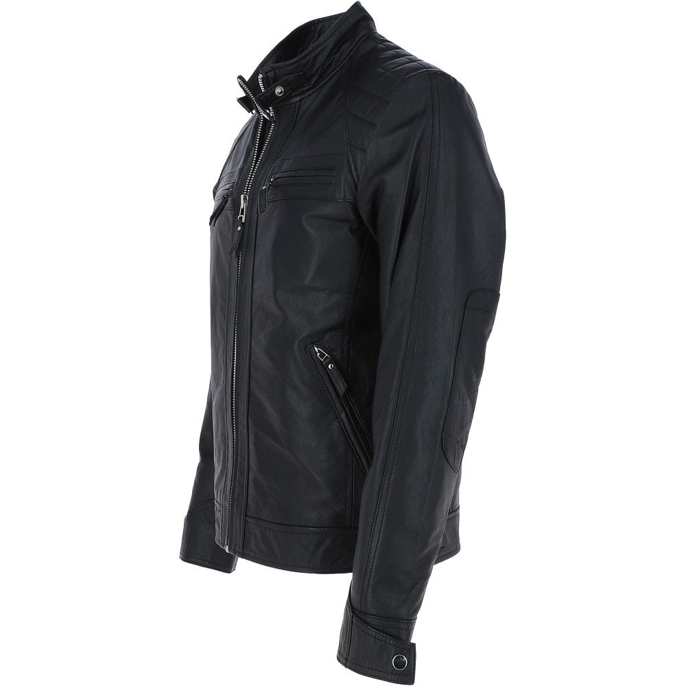Leather Biker Jacket Black: 2101