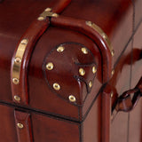 Luxury Handcrafted Leather Large Storage Trunk Cognac: SE-1454