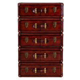 Luxury Handcrafted Leather 5 Drawer Chest Cognac: SE-1563