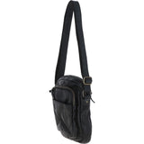 Small Vintage Wash Leather Travel Bag Black  : GIN