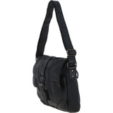 Mens Four Pocket Leather Messenger Bag Black : Cyrus