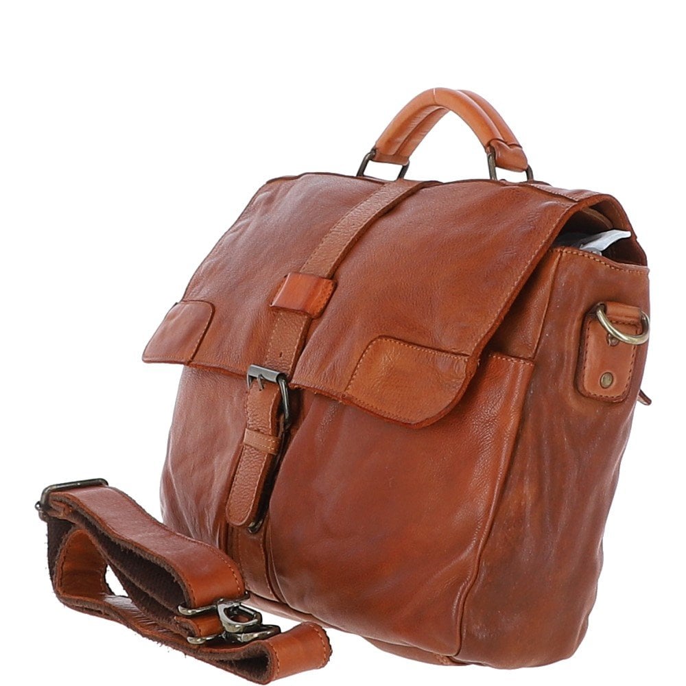 Mens Leather Briefcase Tan: DORIS N