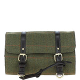 Vintage Oily Hanging Leather Wash Bag Tweed: LIAM