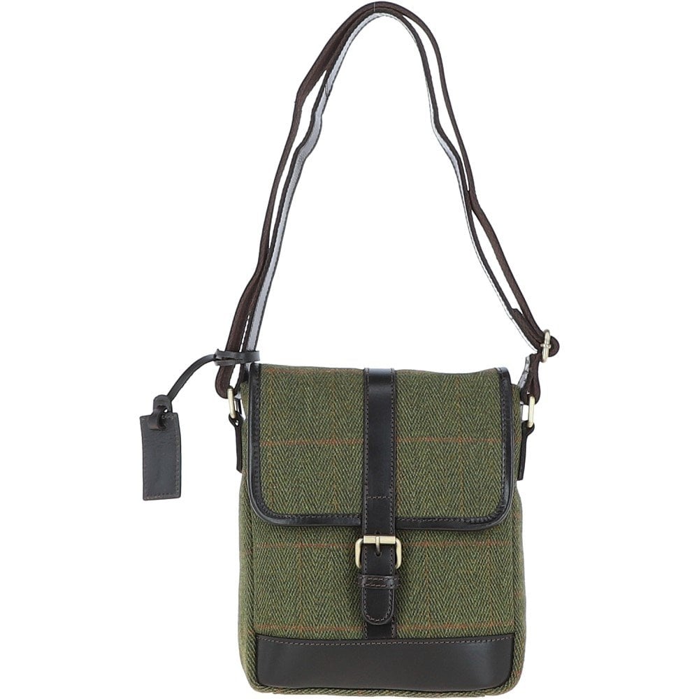 Mens Vintage  Hunter Leather Travel Bag Tweed: TOBY