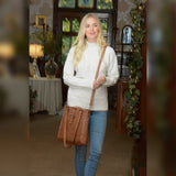 Vintage Woven Leather Bag Taupe:  D-75