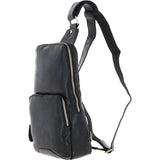Unisex Medium Luxury Leather Sling Bag Black : G-39