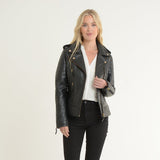 Women's Leather Biker Jacket Black/app: 2741