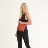 Vintage Woven Classic Leather Crossbody Bag Red :  D-76