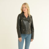Leather Biker Jacket Black: Hackney
