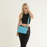 Ashwood Ladies Two Sections Leather Shoulder Bag Blue Atoll: J-18