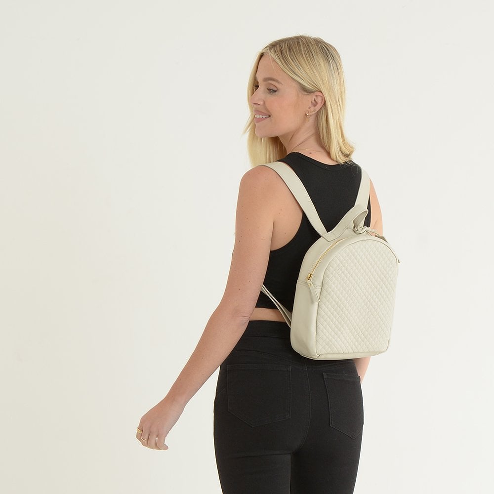 Ashwood Leather Quilted Backpack Cream