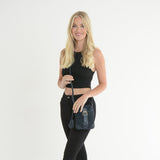 Ashwood Suede & Leather Small Crossbody Bag Navy: S-11