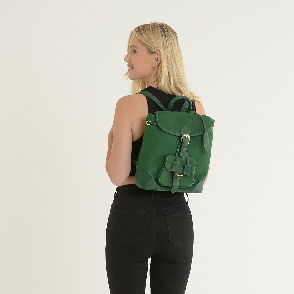 Ashwood Suede and Leather Backpack Green: S-16