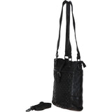 Vintage Woven Leather Bag Black :  D-75