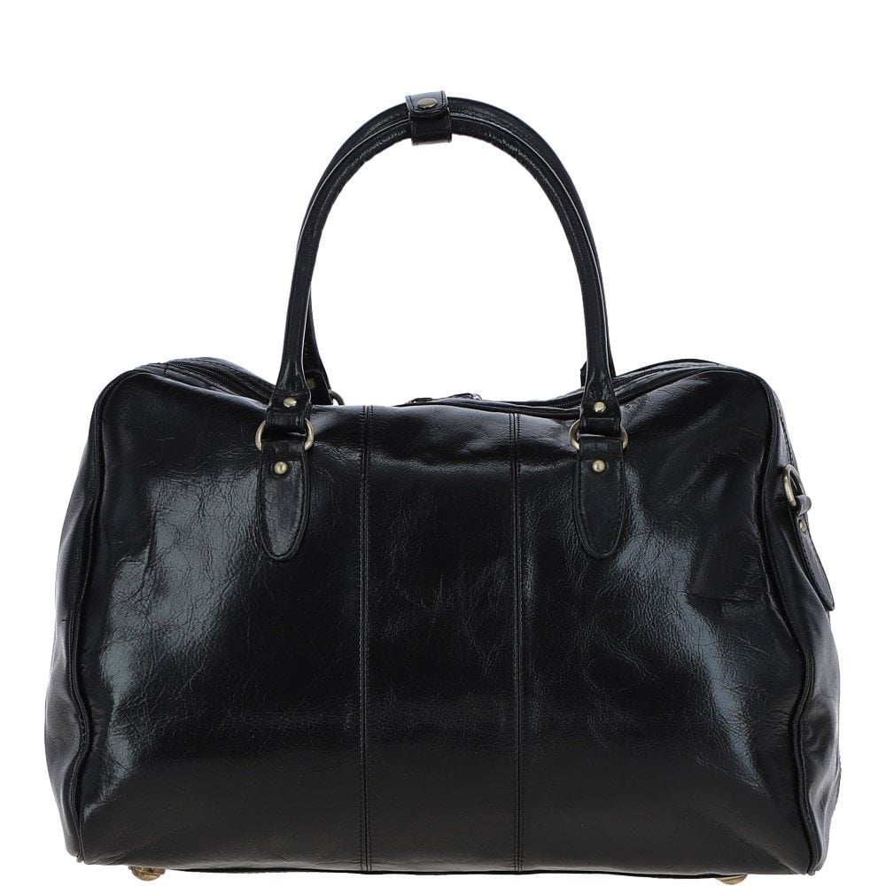 Medium Weekend Leather Holdall Black: Harry