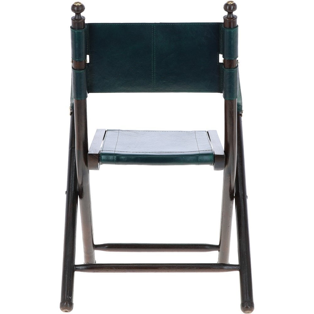 Vintage Folding Leather Chair Green: VIN CHAIR