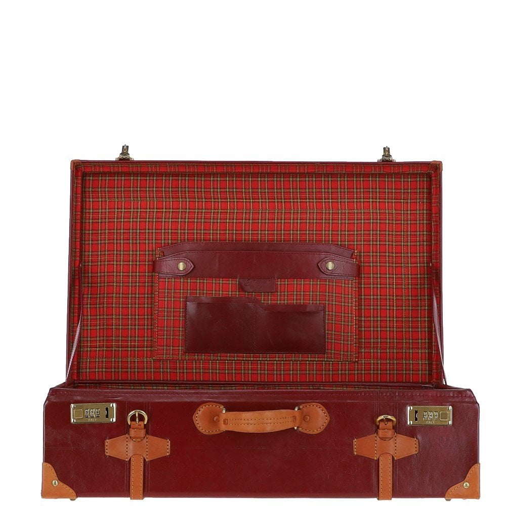 Ashwood Vintage Large Leather Trunk Red: VIN-26