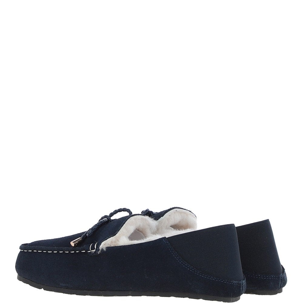 Women's Classic  Suede Sheepskin Moccasins Navy: Megan