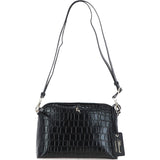 Women's Leather Shoulder Handbag Black/croc: 63787 Croc