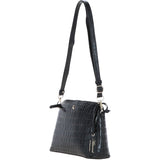 Women's Leather Shoulder Handbag Black/croc: 63787 Croc