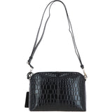 Women's Leather Shoulder Handbag Black/croc: 63787 Croc