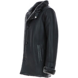 Mens Luxury Single Breasted  Sheepskin Coat Black/brissa: KE-226