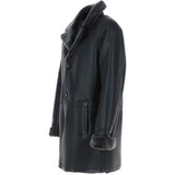 Men's Luxury Single Breasted  Sheepskin Coat Black/brissa: KE-224