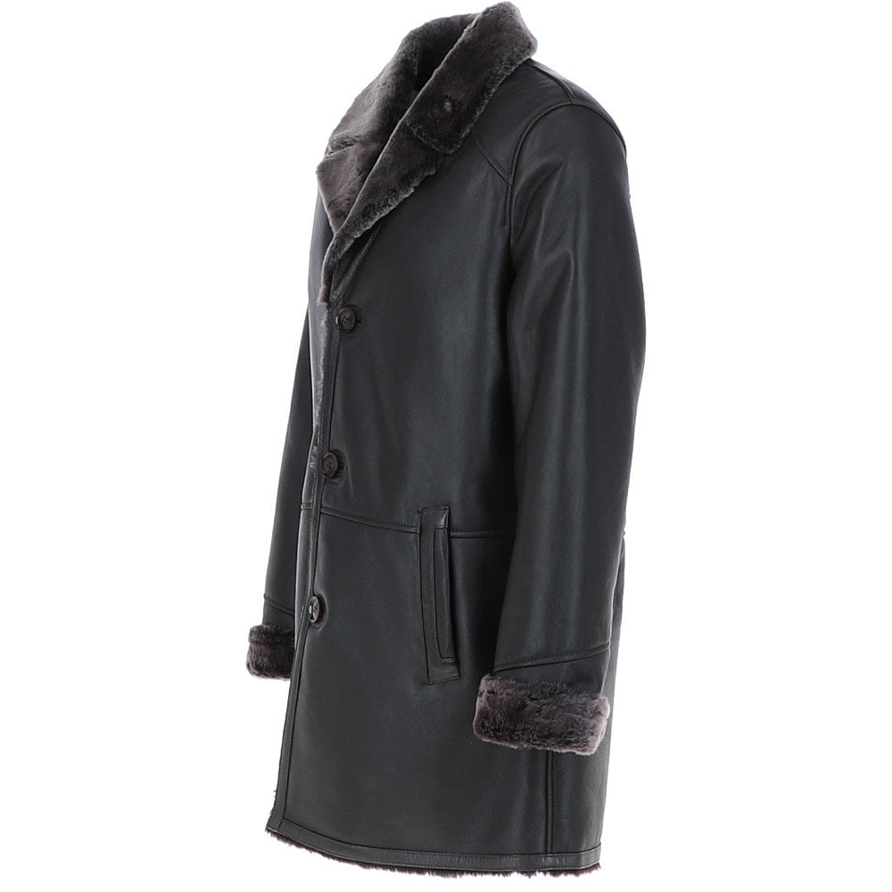 Men's Luxury Single Breasted  Sheepskin Coat Brown/brissa: KE-224