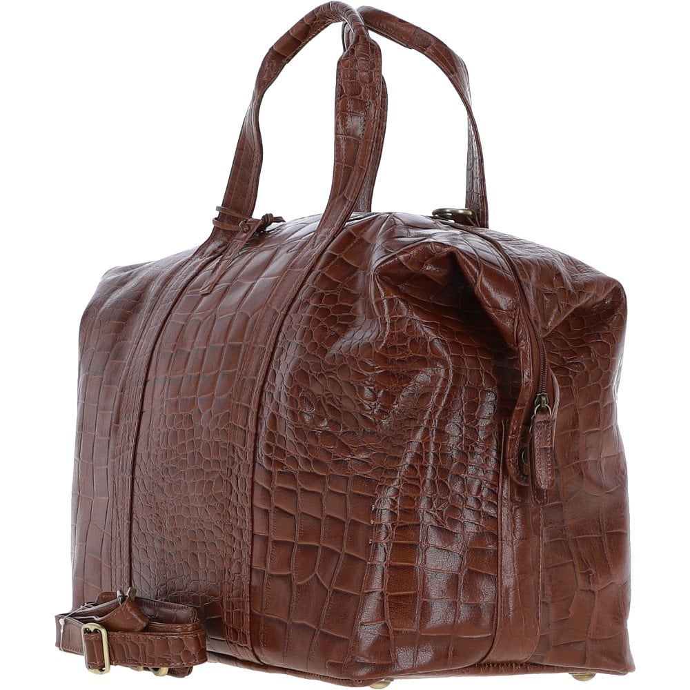Mens Large Travel Holdall Cognac/croc : Paddington