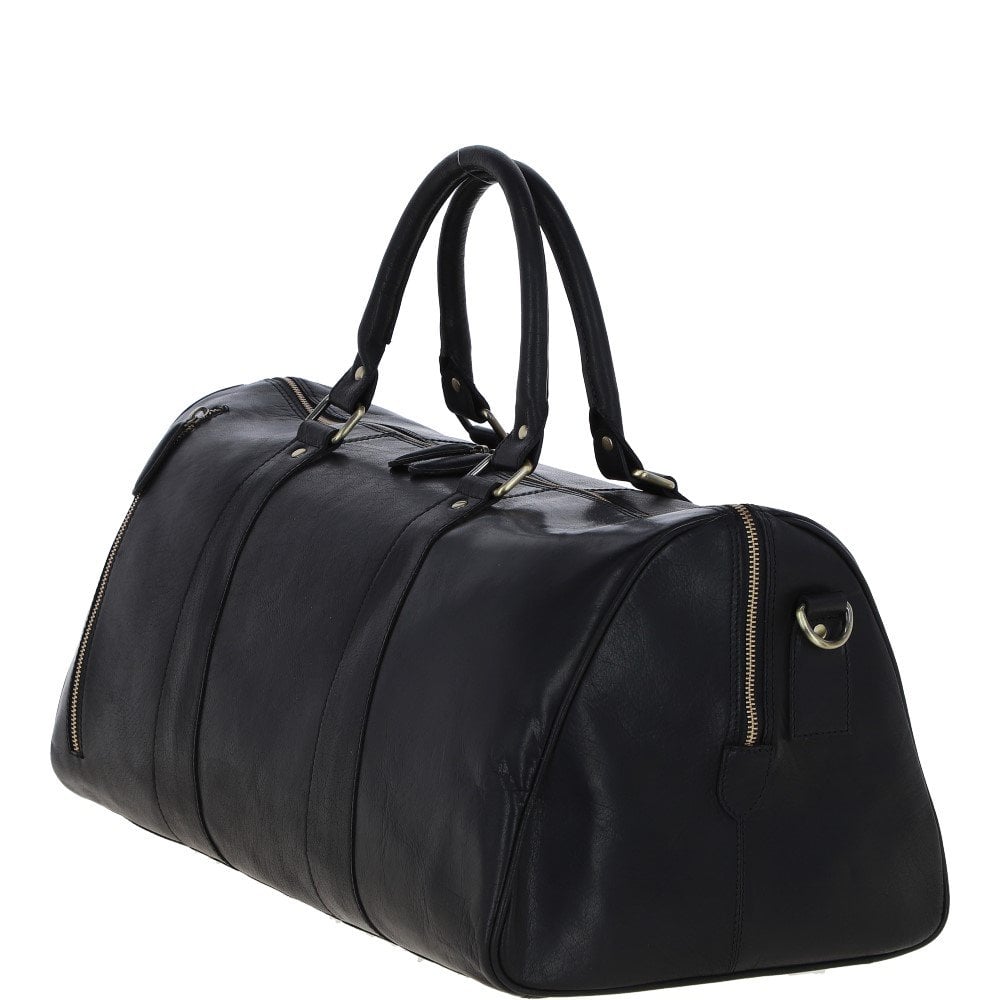 Ashwood Large Leather Holdall – Black: T-77