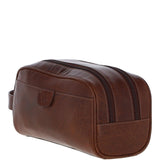 Ashwood Men’s Dual Zip Leather Washbag – Chestnut Tan: T-78