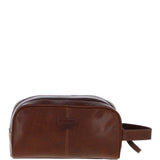 Ashwood Men’s Dual Zip Leather Washbag – Chestnut Tan: T-78