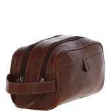 Ashwood Men’s Dual Zip Leather Washbag – Chestnut Tan: T-78