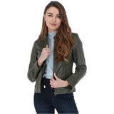 Leather Biker Jacket Green: G 2131