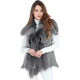 Toscana Double Collar Suede Leather Gilet Mineral Grey: KB-529