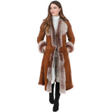 Long Length Toscana Suede Leather Coat Tan: KB 270