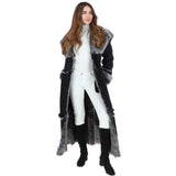 Long Length Sheepskin Coat Black: KB 56