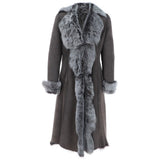 Long Length Toscana Suede Leather Coat Gray: KB 270