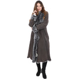 Long Length Toscana Suede Leather Coat Gray: KB 270