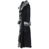 Ashwood Full Length Toscana Suede Leather Coat Black: KB 270 LONG