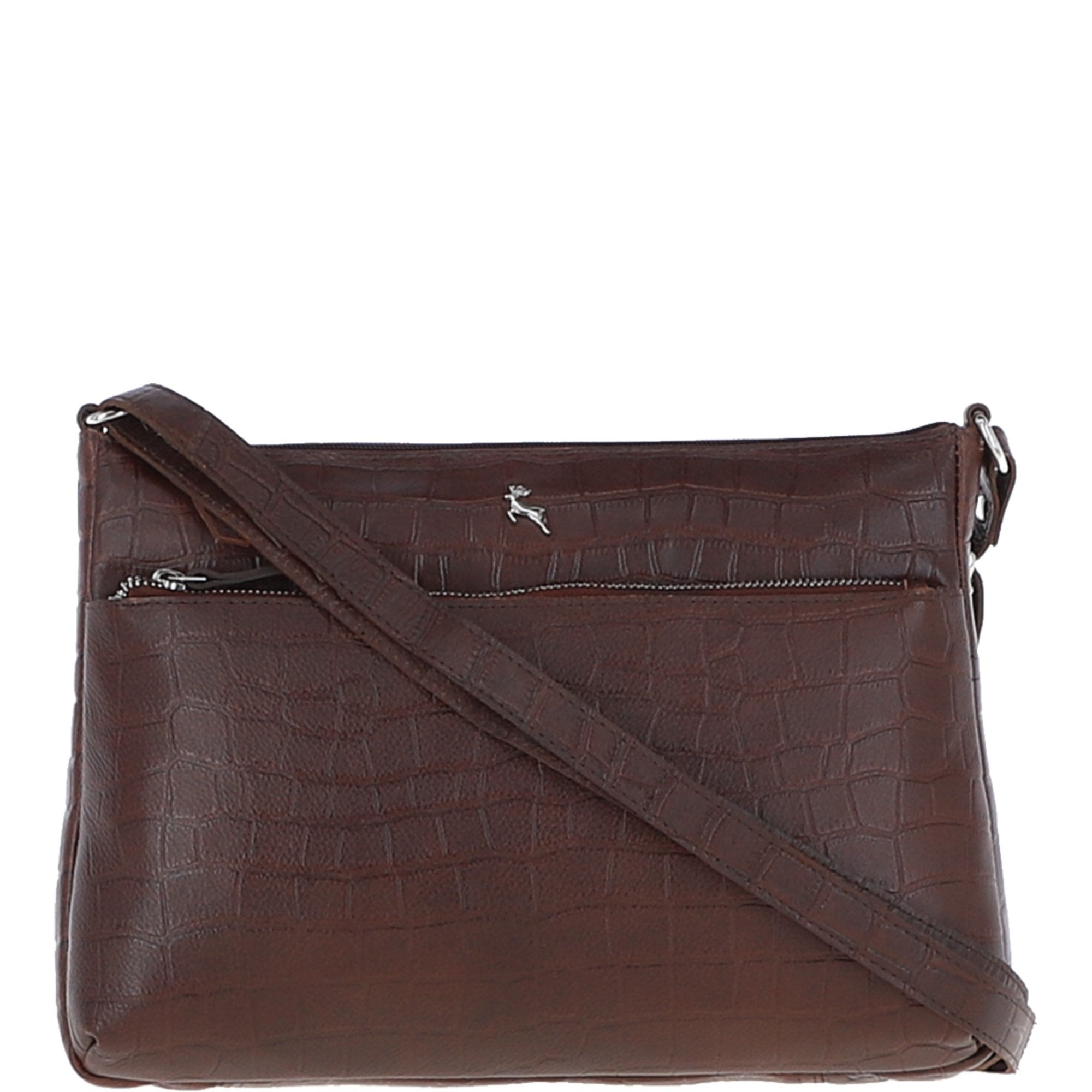 Bridge Croc Print Leather Shoulder Bag Brandy/croc: MC2