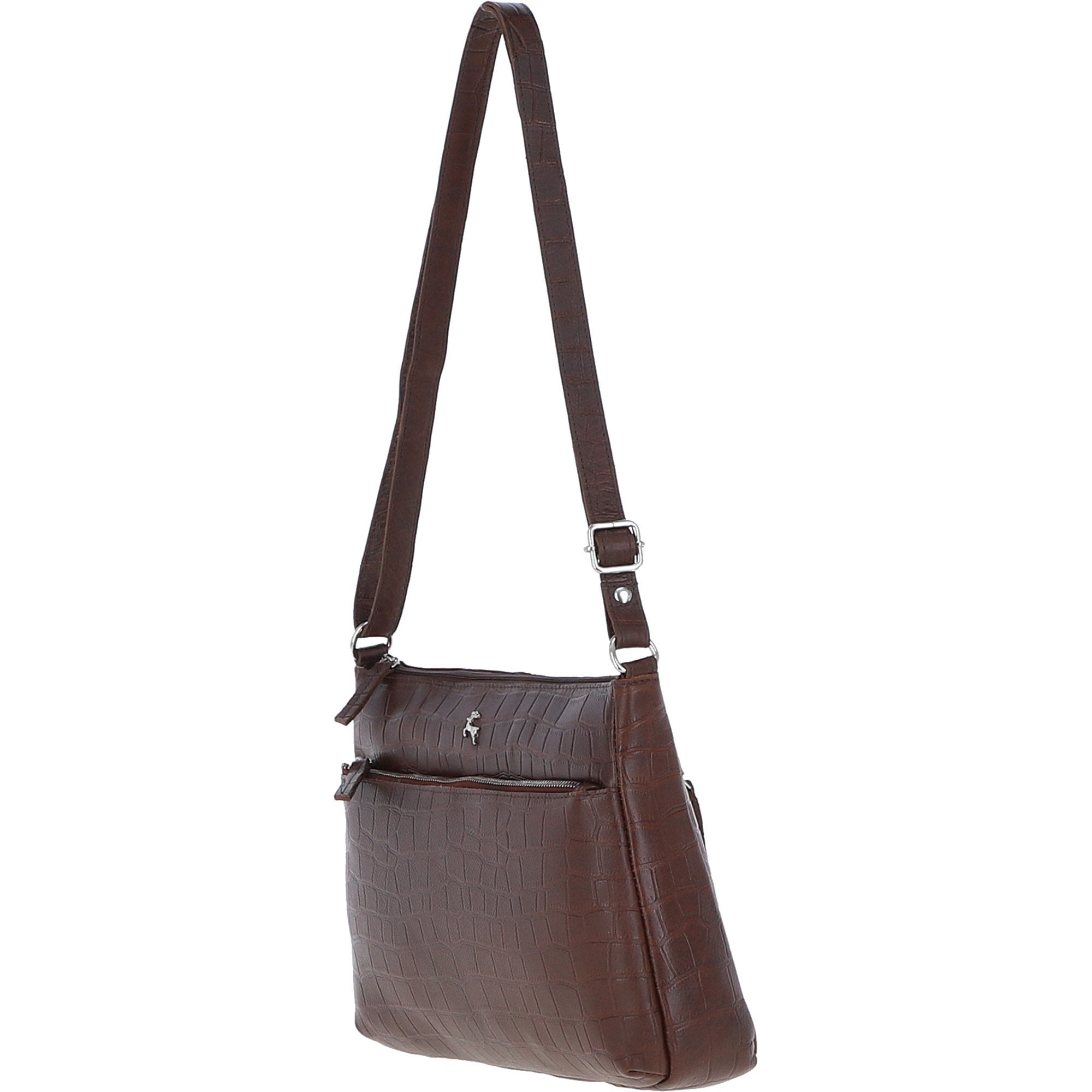 Bridge Croc Print Leather Shoulder Bag Brandy/croc: MC2