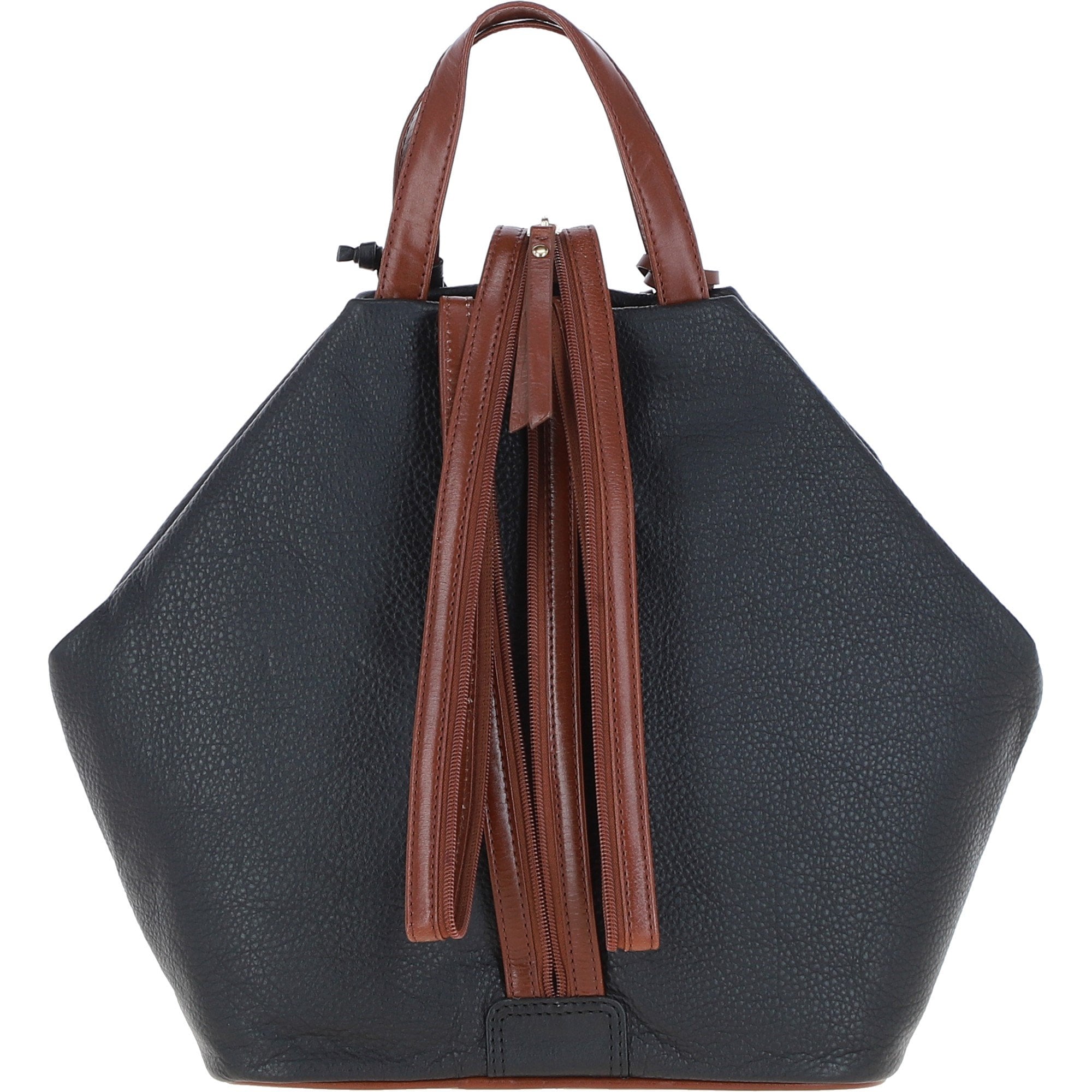 Convertible Leather Tote Backpack Black/tan: 62833