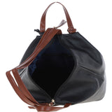 Convertible Leather Tote Backpack Black/tan: 62833