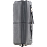 8 Card Zip Around RFID Protected Large Leather Purse Black: Z-70
