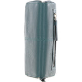 8 Card Zip Around RFID Protected Large Leather Purse Green: Z-70